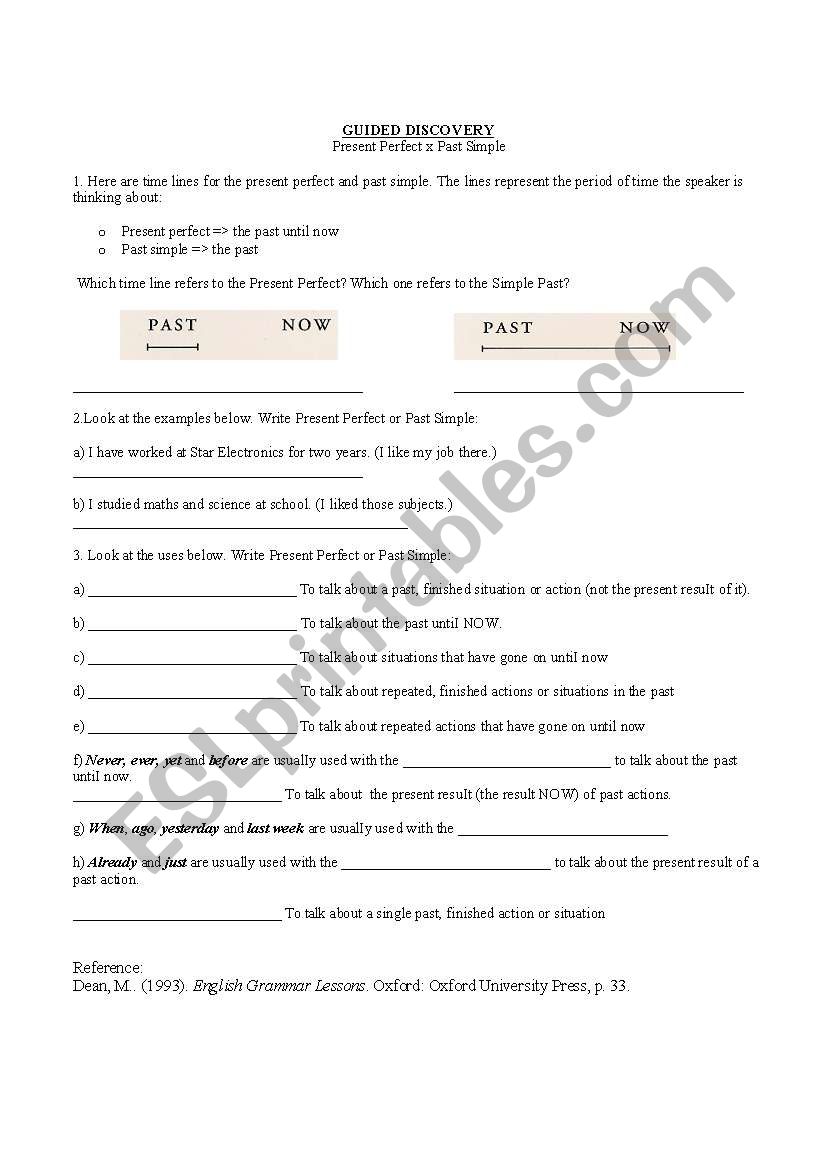 Present Perfect x Past Simple - Guided Discovery