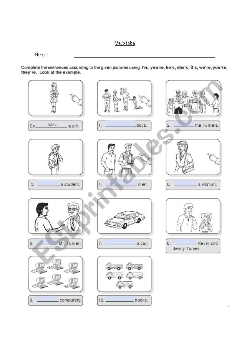 verb tobe worksheet