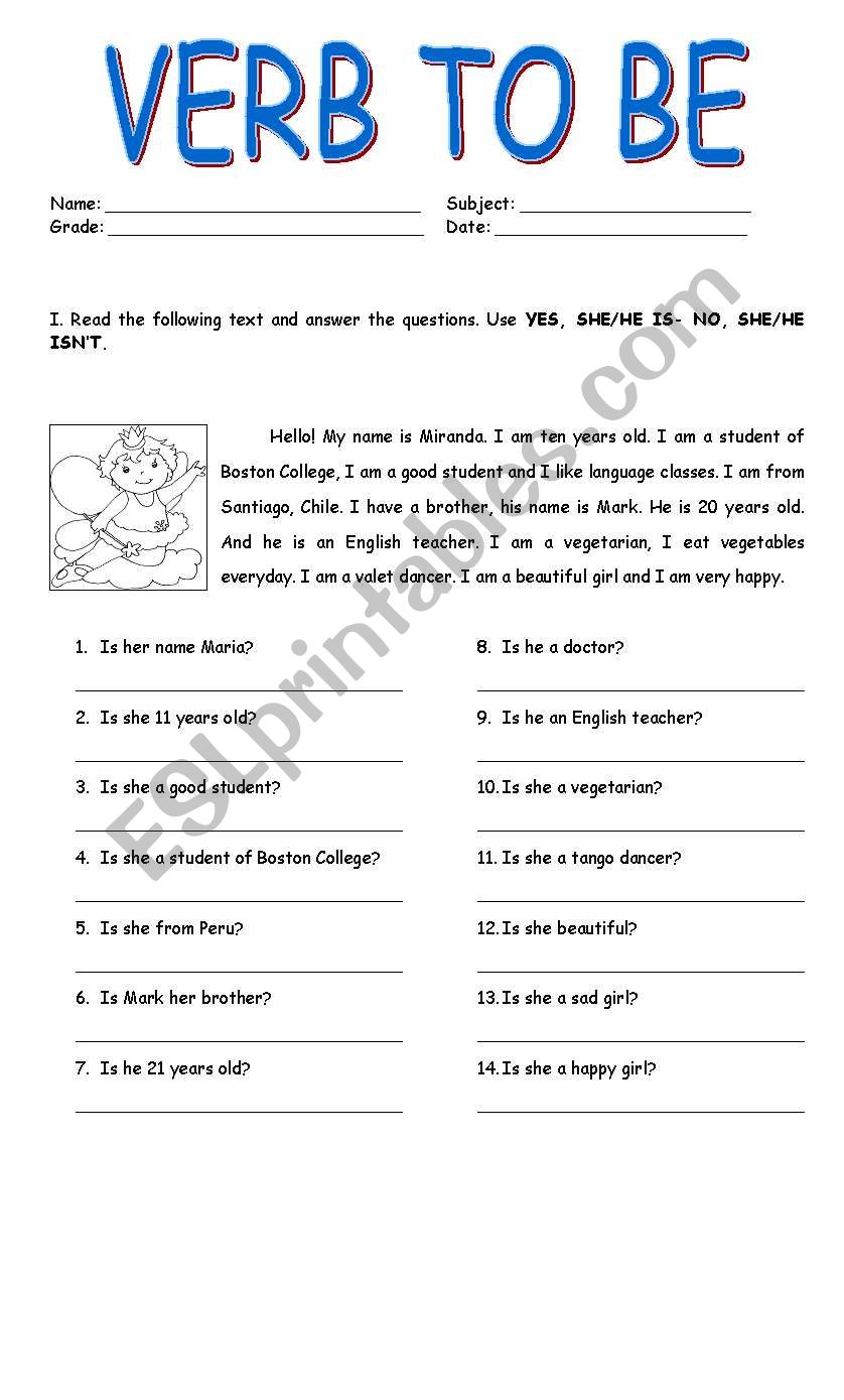 to be worksheet