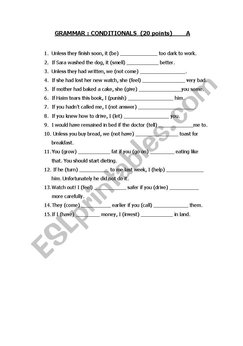 Conditional I worksheet