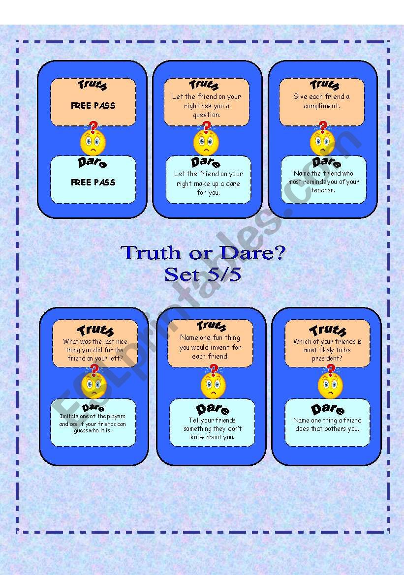 Truth or Dare? - Set 5/5 worksheet