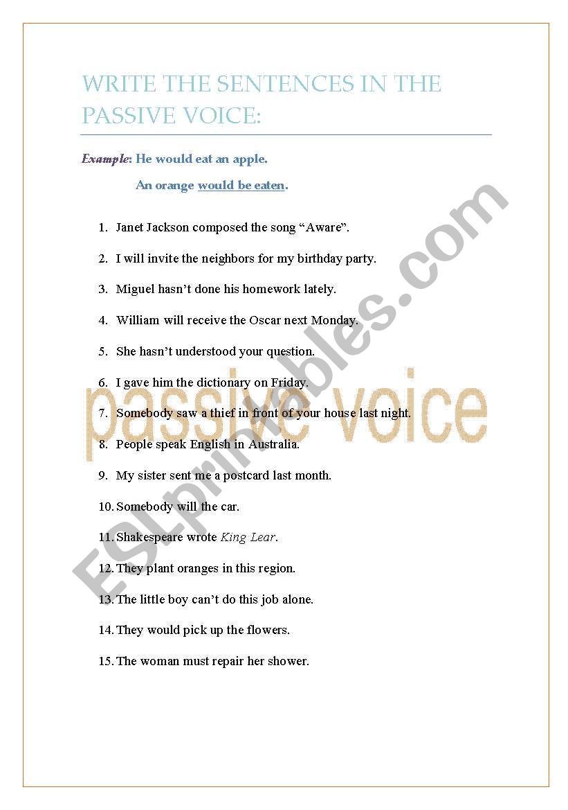 passive voice worksheet