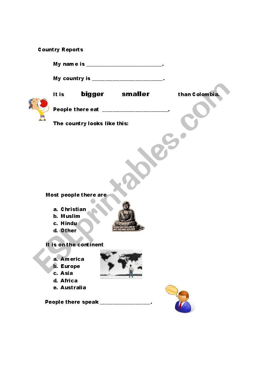 Country Report worksheet