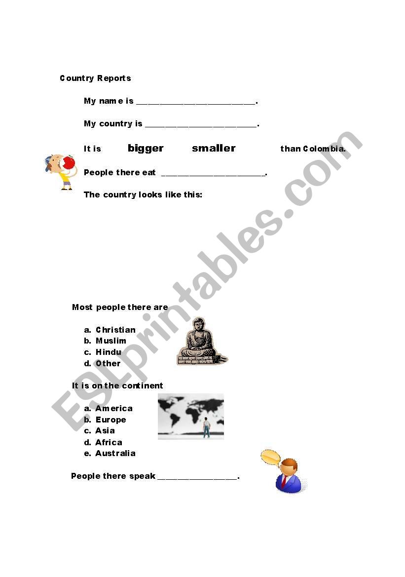 English Worksheets Country Report
