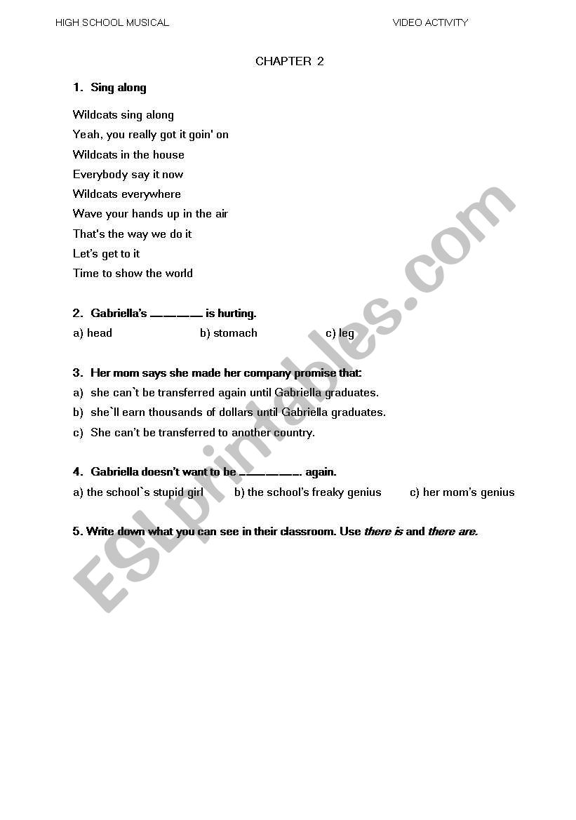 High School Musical worksheet