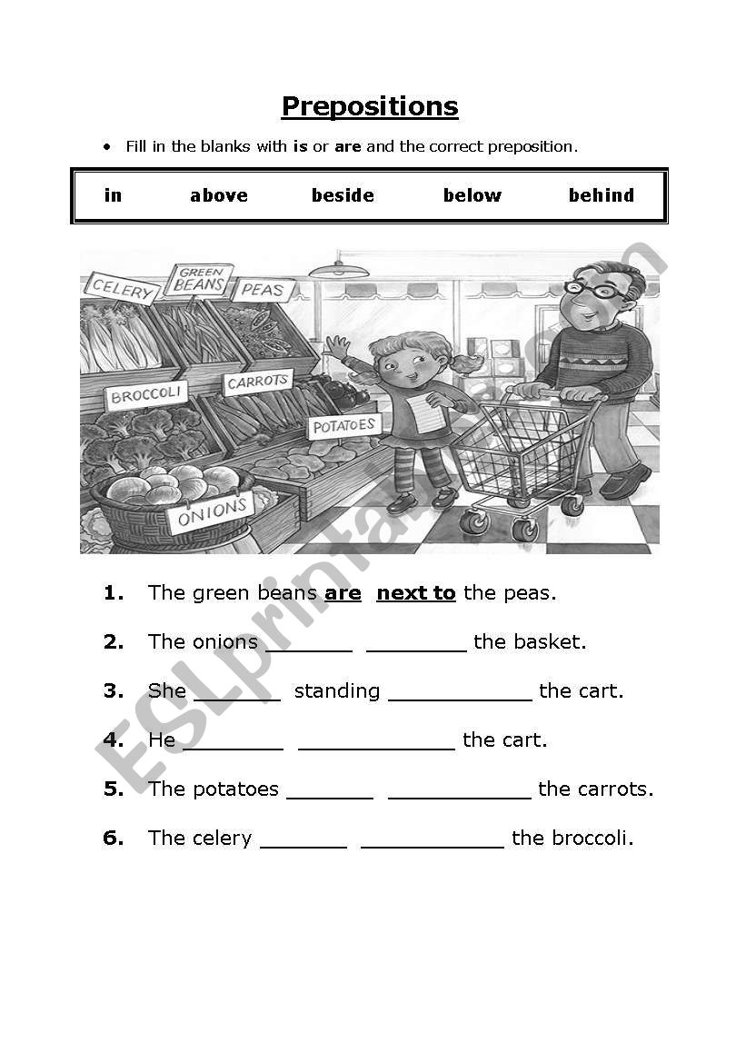 Prepositions 1 worksheet