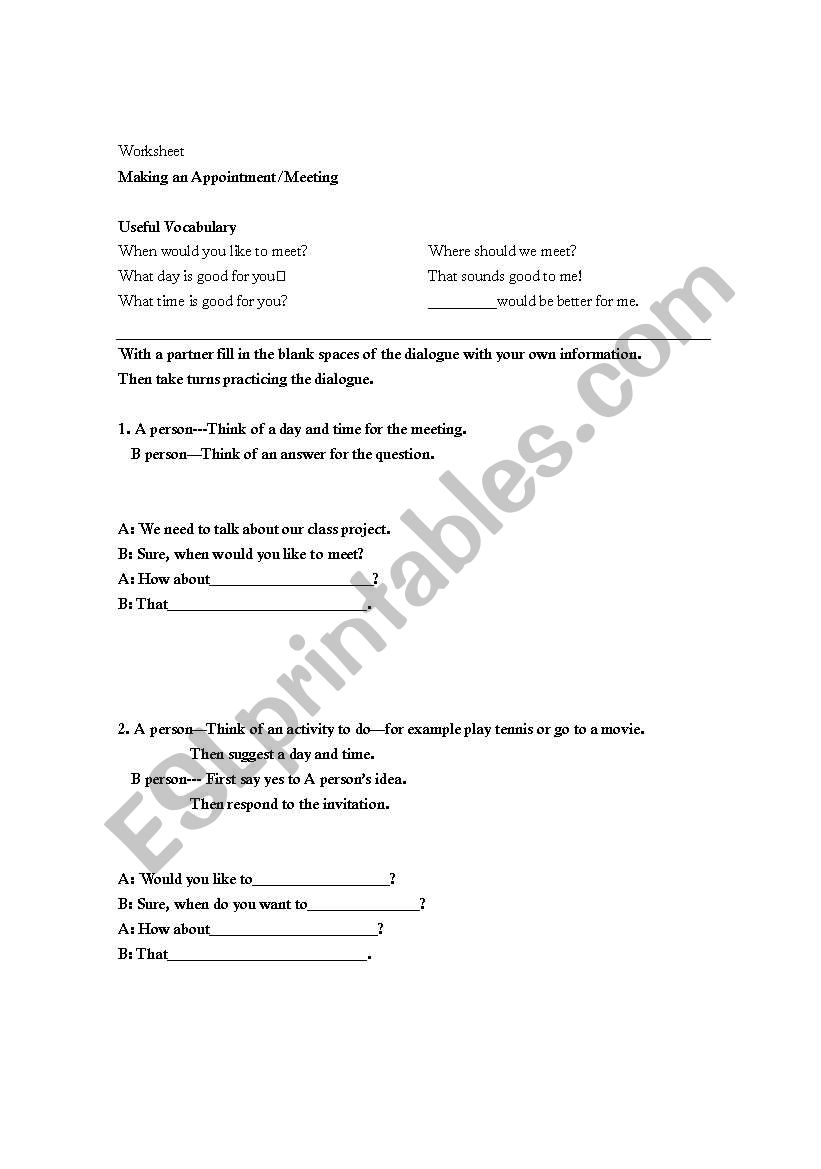 Making an Appointment-- Practice and Useful Phrases