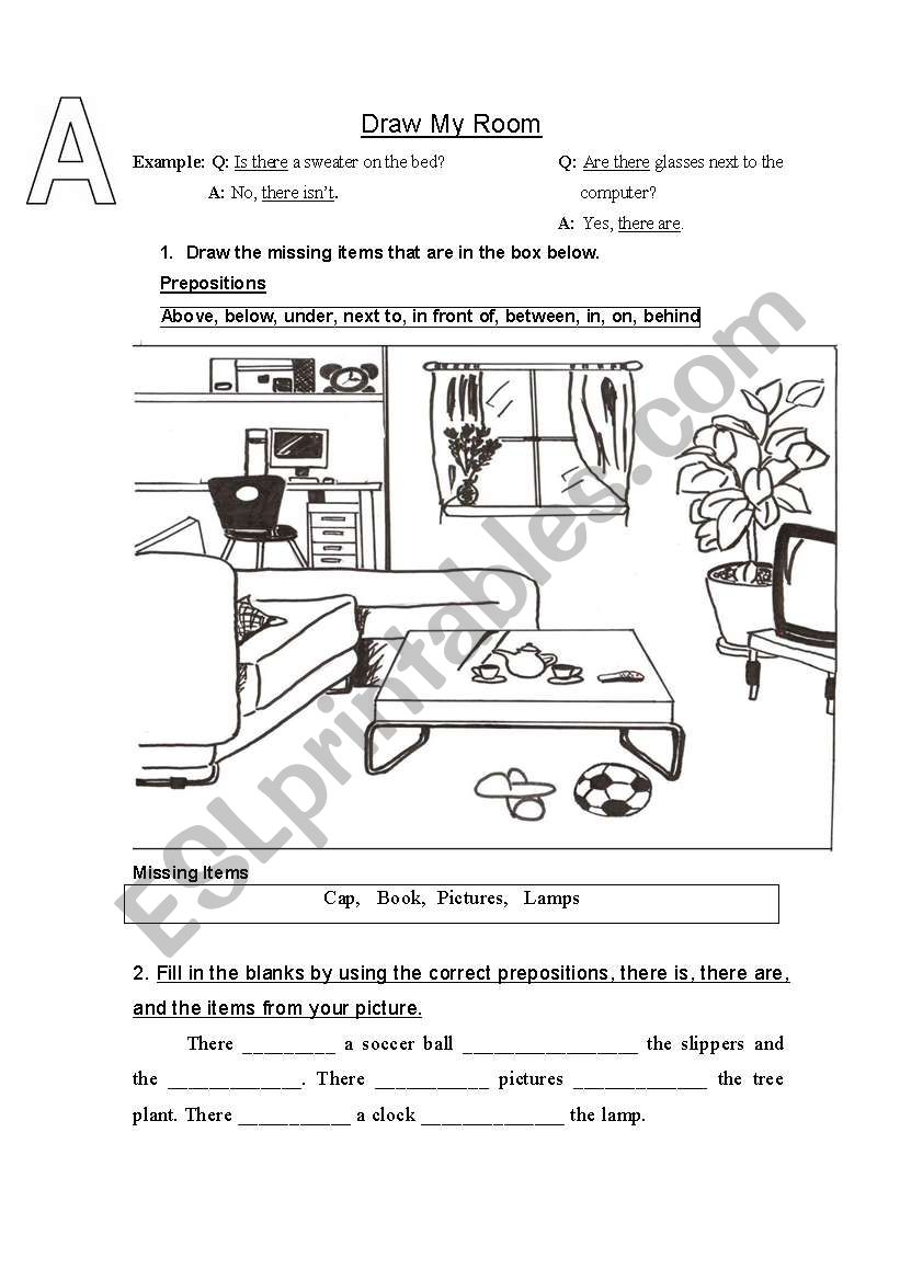 Room Match A - Preposition Practice