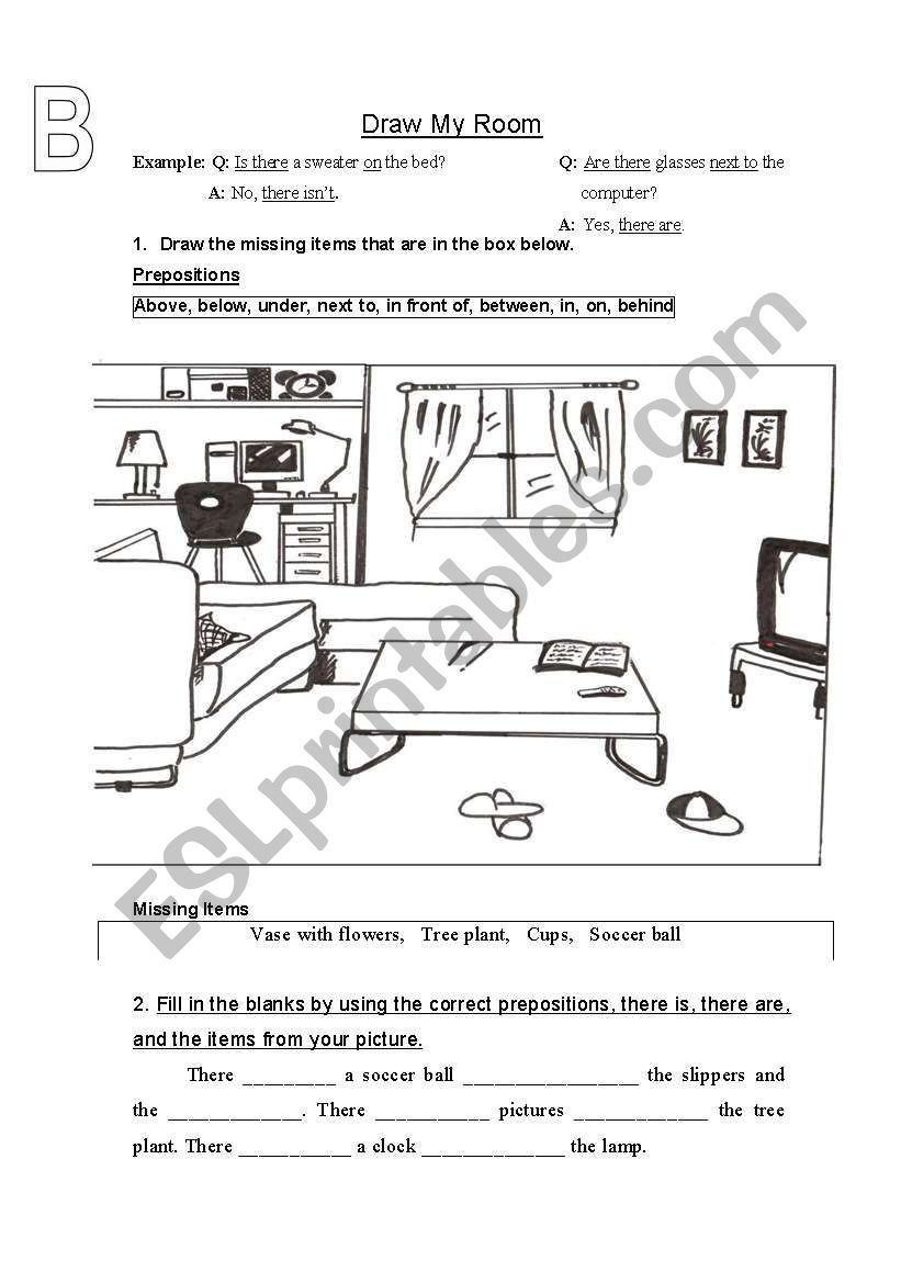 Room Match B - Preposition Practice