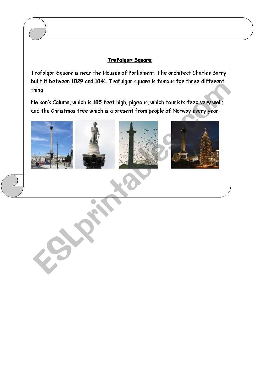 Trafalgar Square worksheet