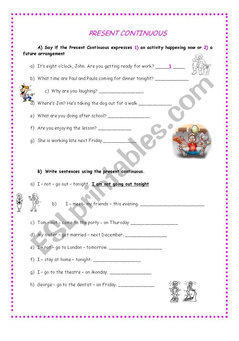 present continuous  worksheet