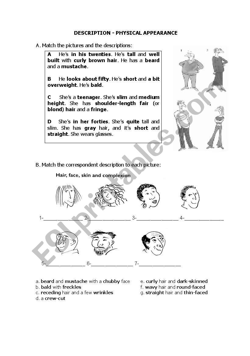 Physical description worksheet