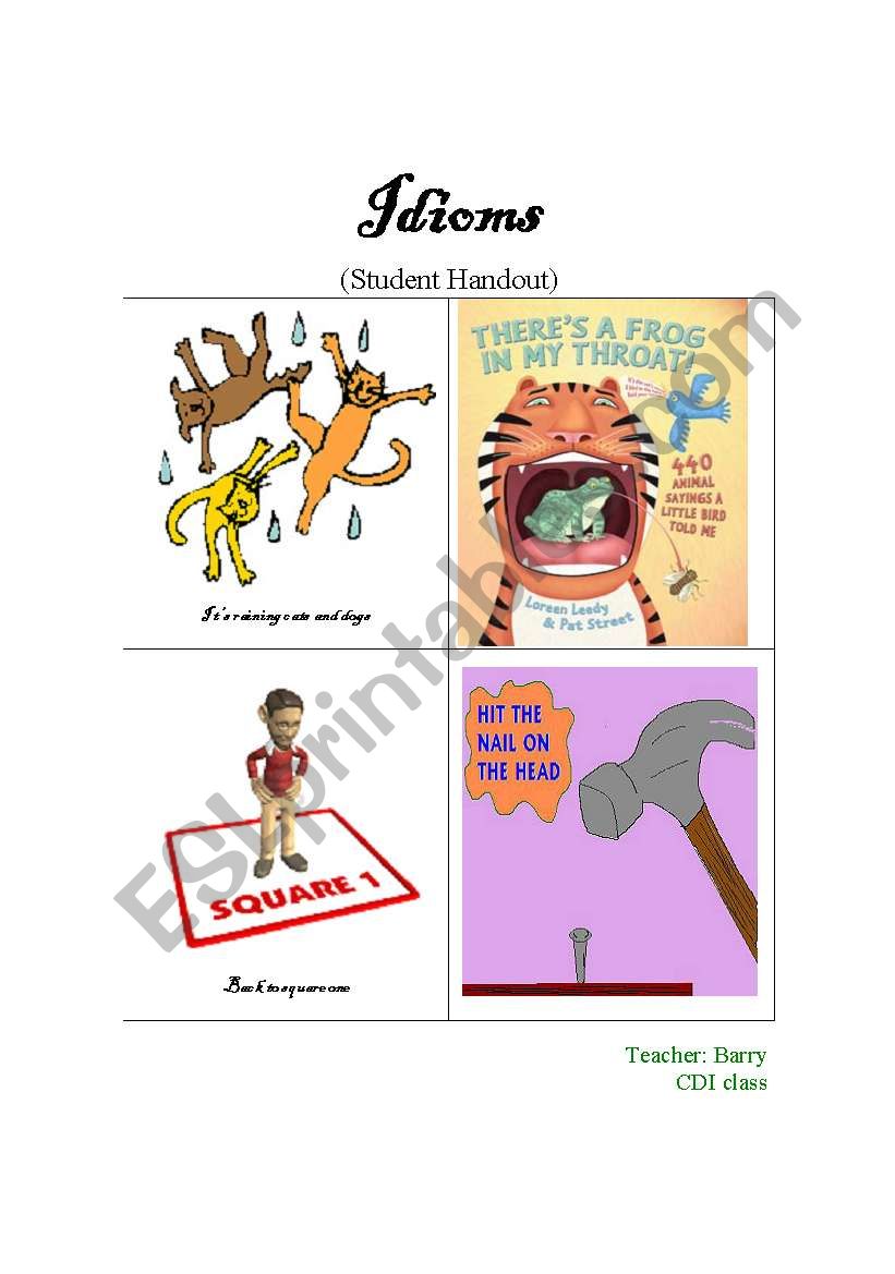 Idioms worksheets worksheet