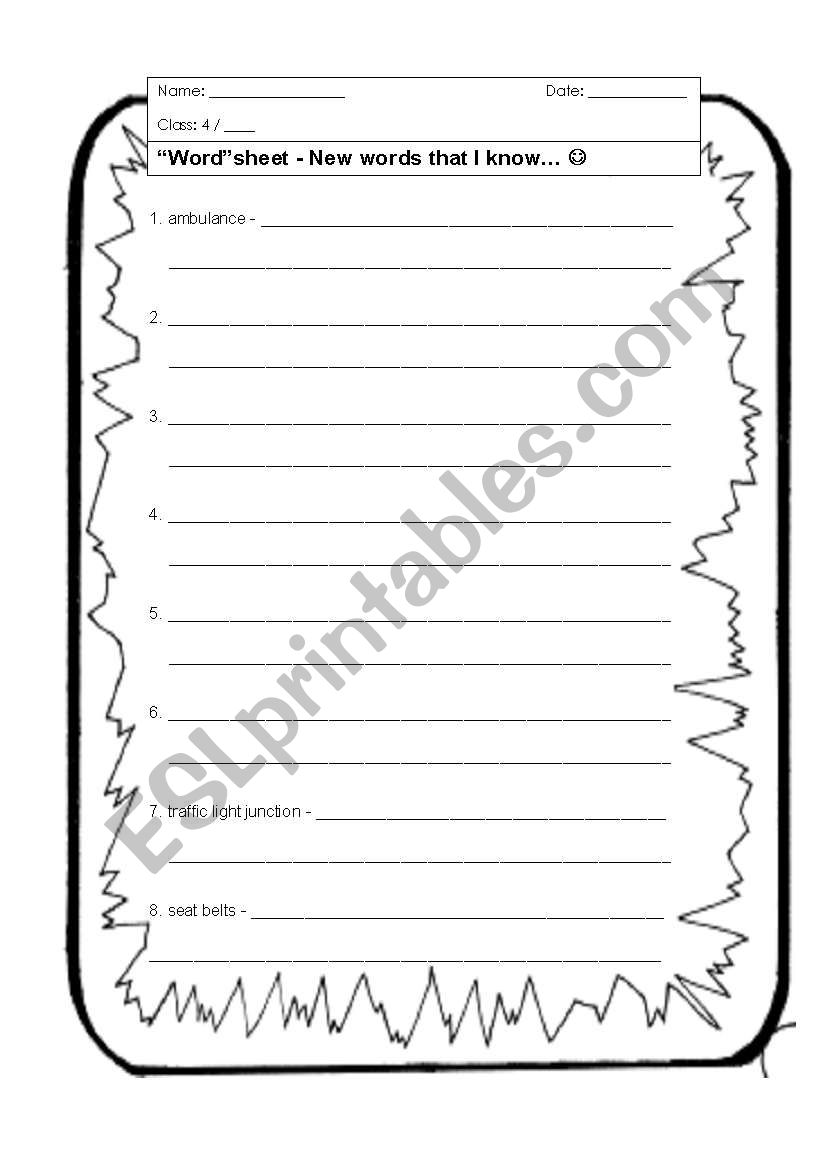 Useful Vocabulary worksheet