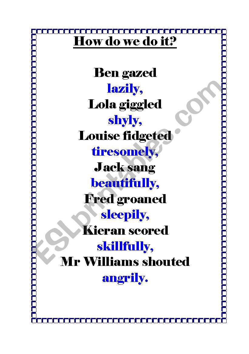 adverb poem worksheet