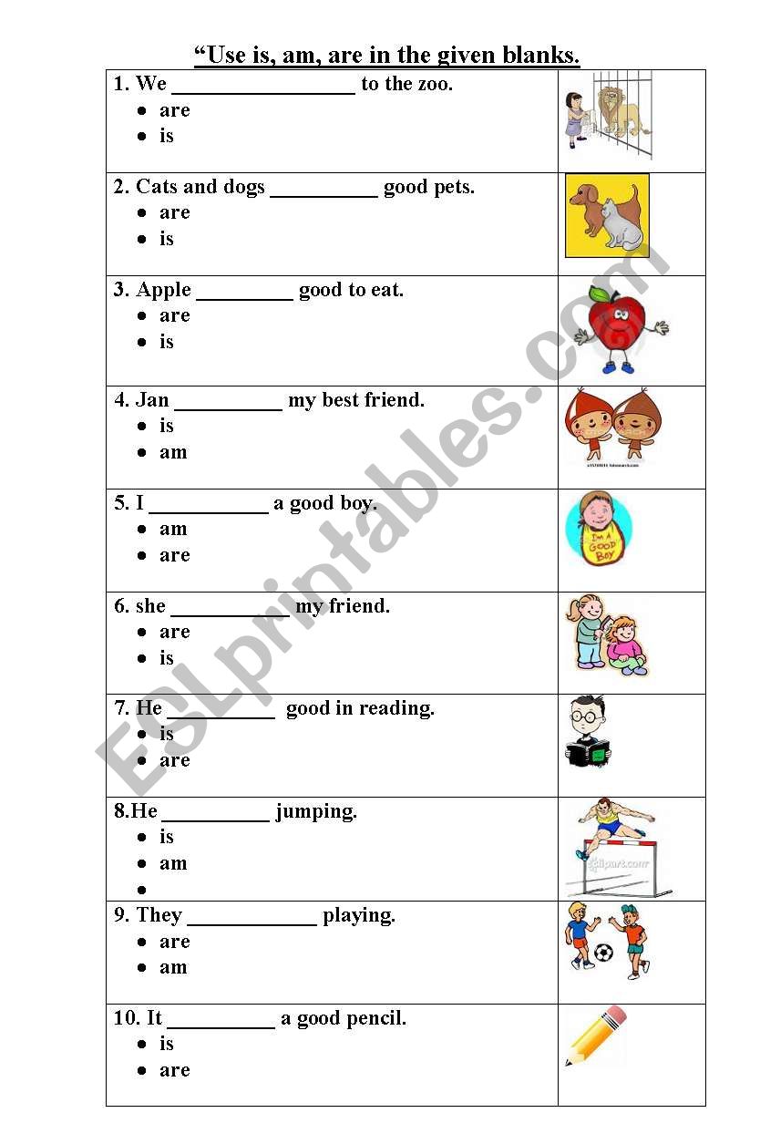 helping verbs kindergartin worksheet