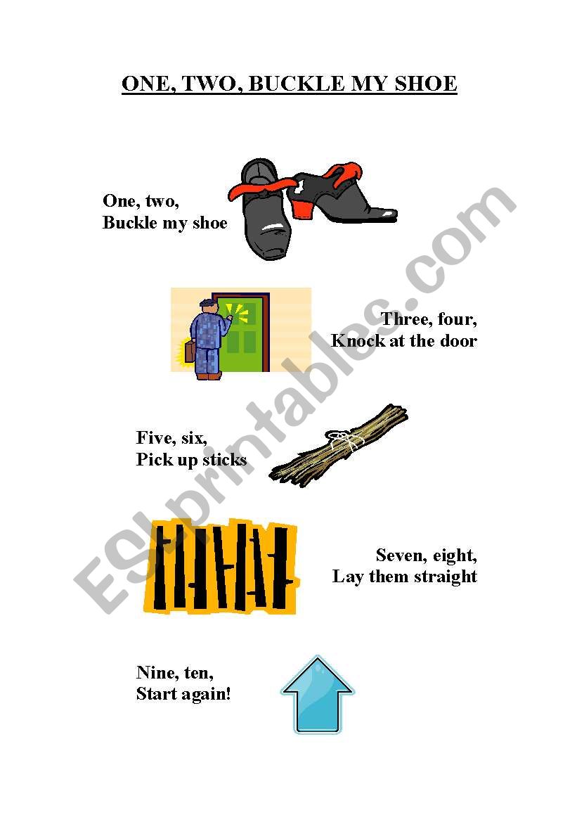 One Two Buckle My Shoe worksheet