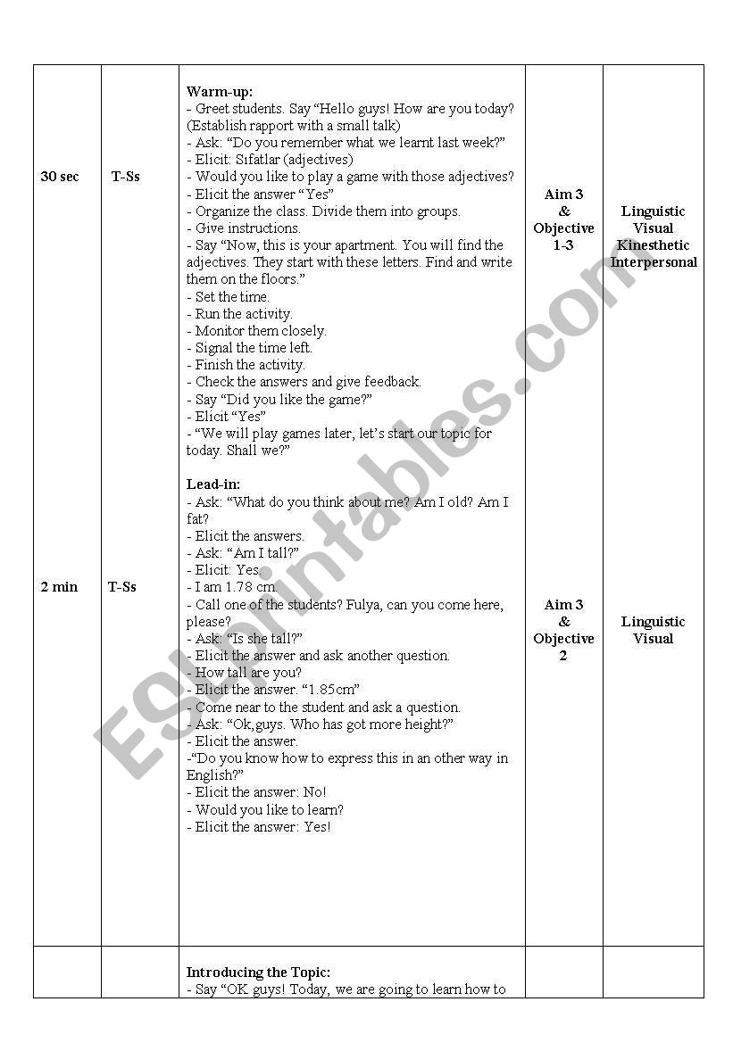 comperatives lesson plan worksheet