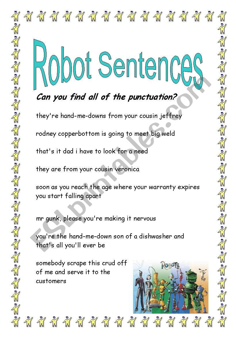 Robot Sentences worksheet