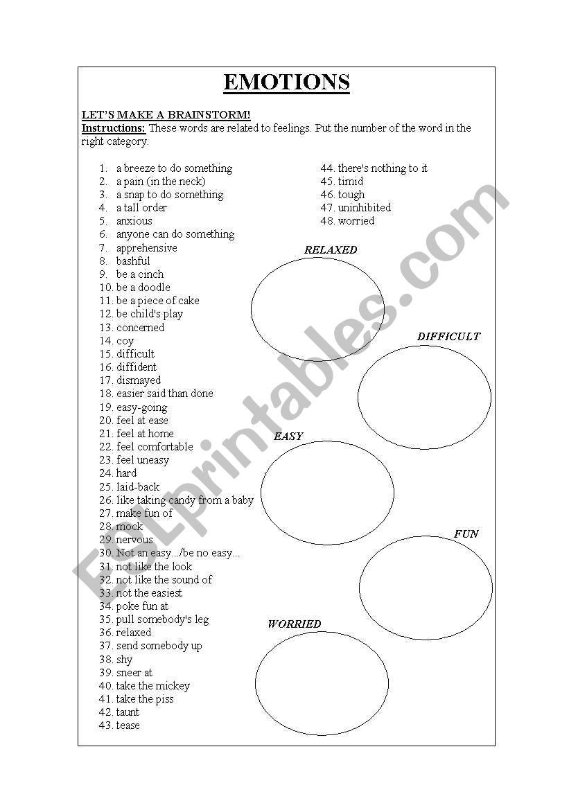 EMOTIONS - ADJECTIVES worksheet