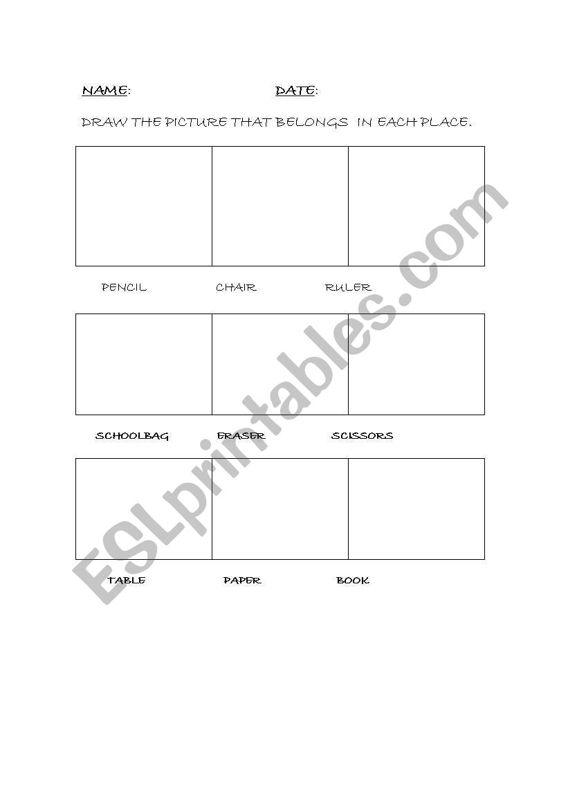 Classroom stuff worksheet