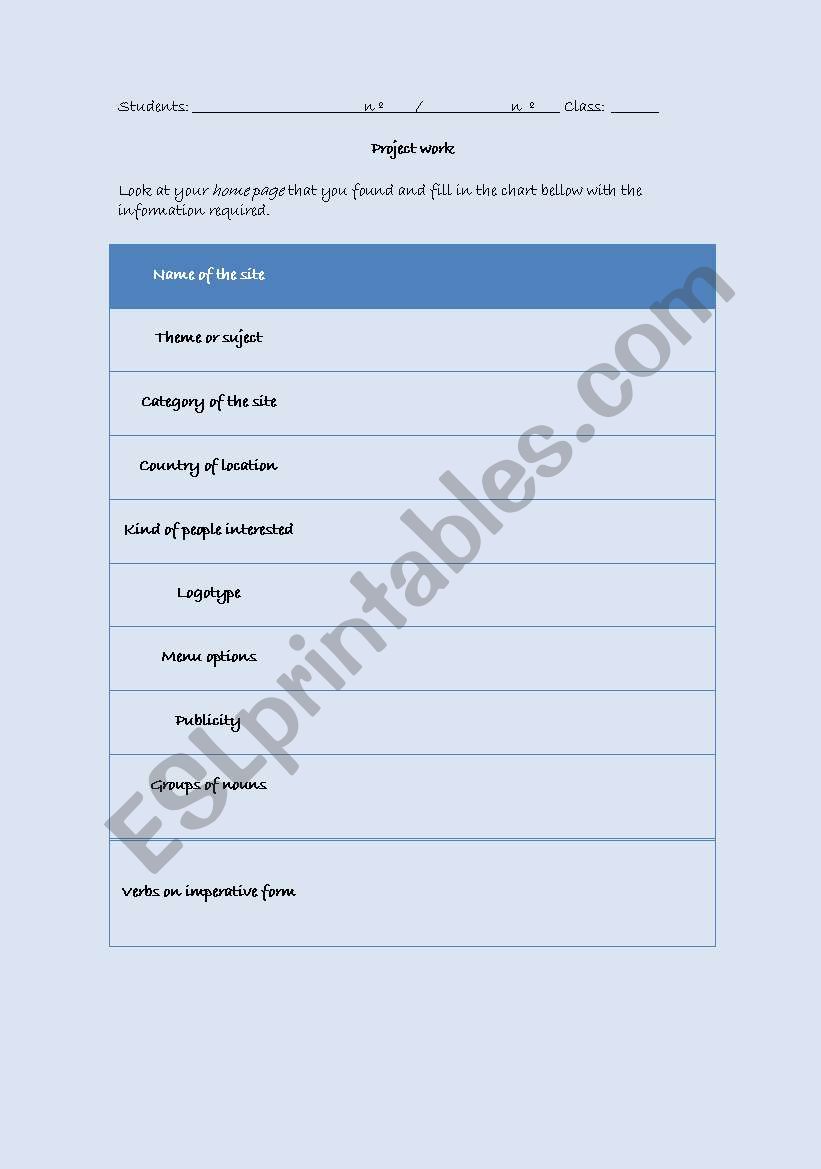 Reading a Homepage Critically worksheet