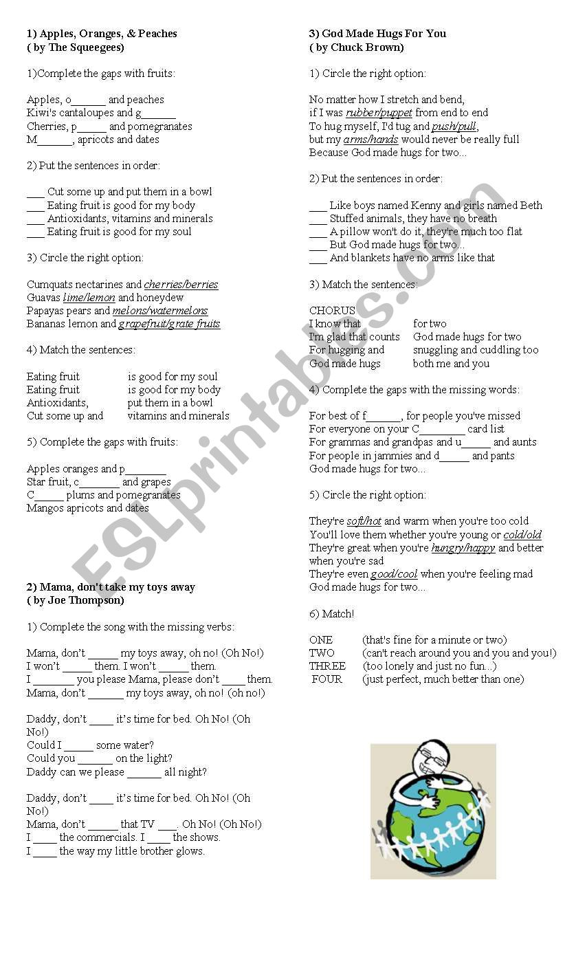 Song Activities worksheet