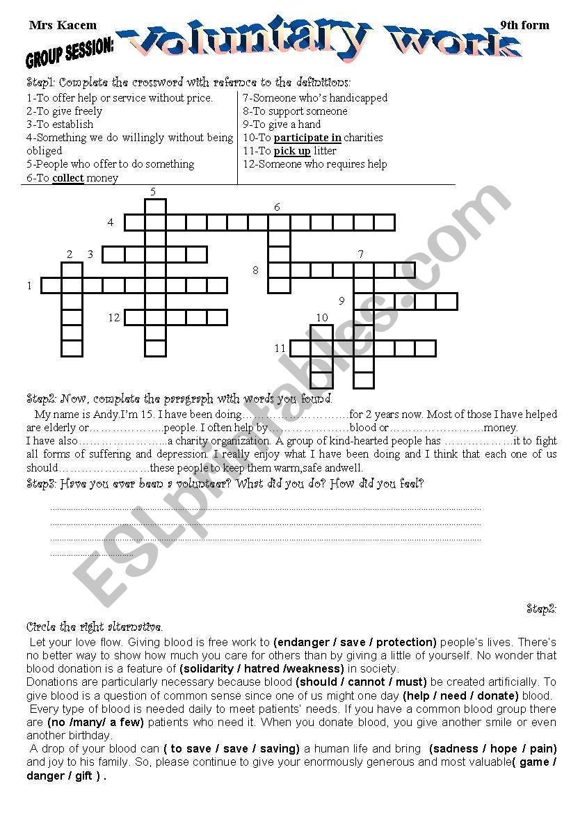 VOLUTARY WORK2 worksheet