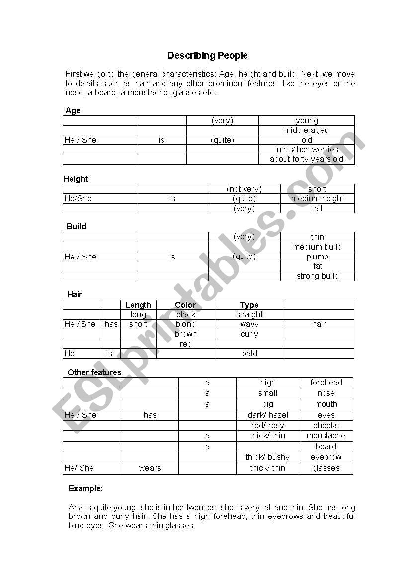 Describing People 2 worksheet