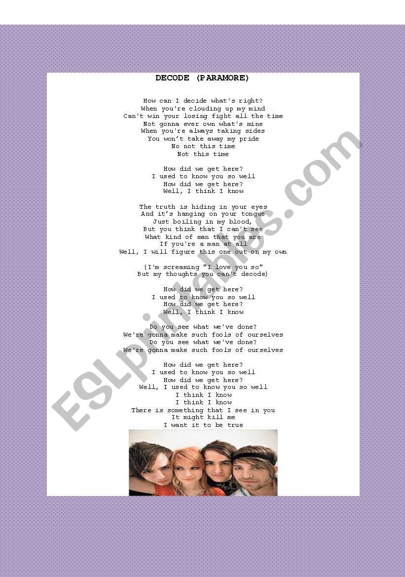 paramore song decode lyrics paramore song decode lyrics