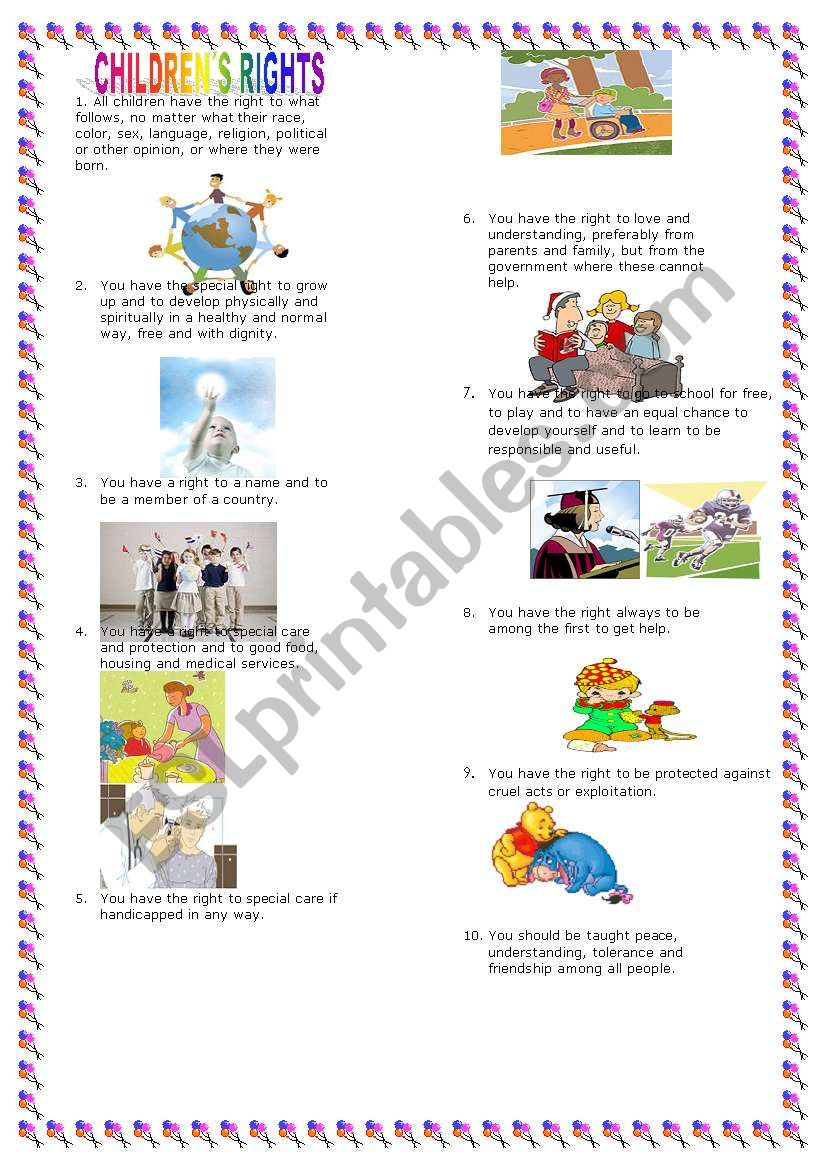 ChildrenÂ´s Rights worksheet