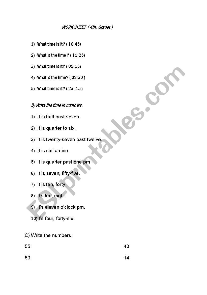 Telling the time / Months/ ordinal numbers