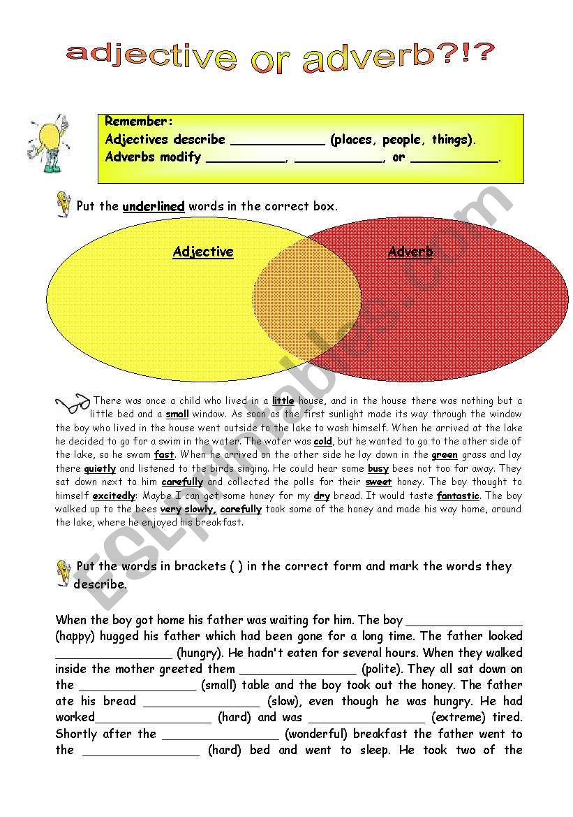 adjective or adverb worksheet