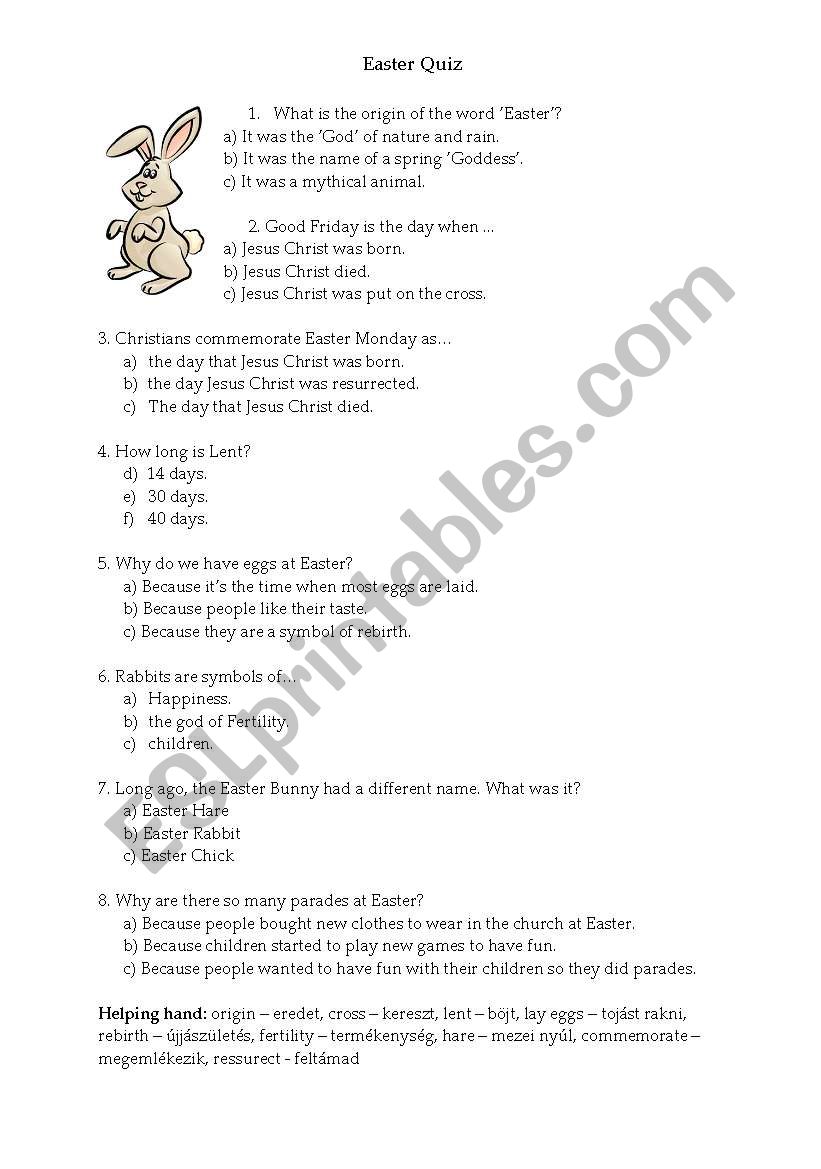 Easter Quiz worksheet