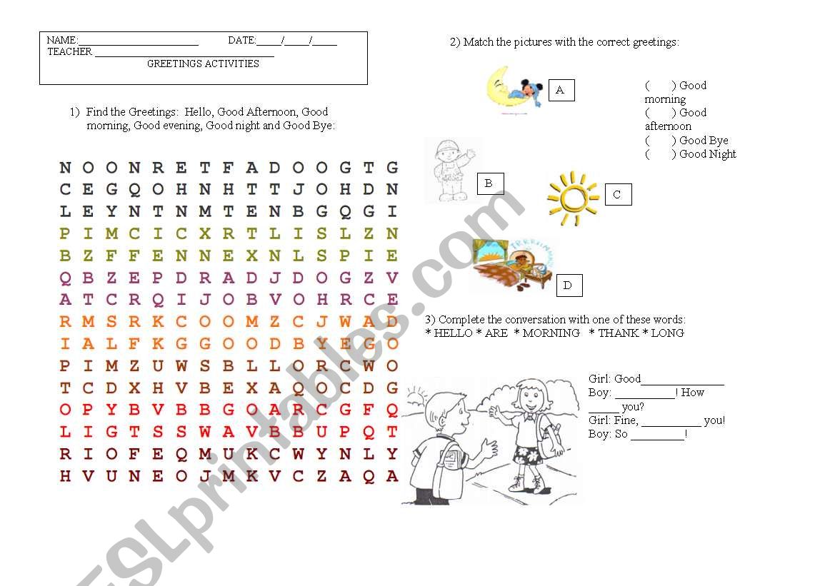 Greetings worksheet