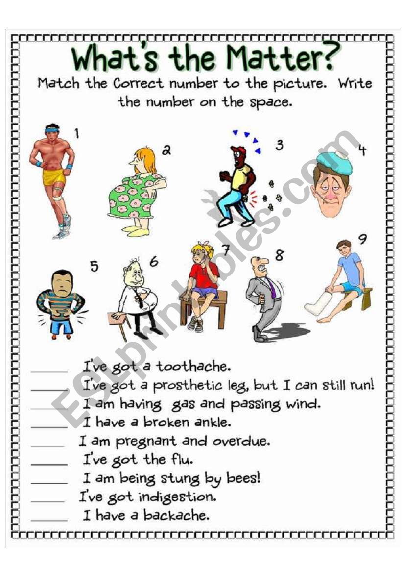What´s the Matter Worksheet Set - ESL worksheet by susiebelle What´s the Matter Worksheet Set - ESL worksheet by susiebelle