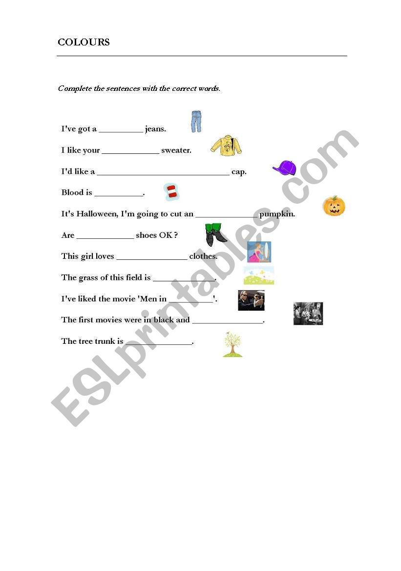Colours worksheet