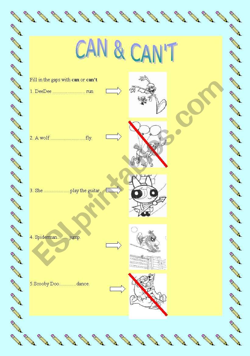 can/cant worksheet