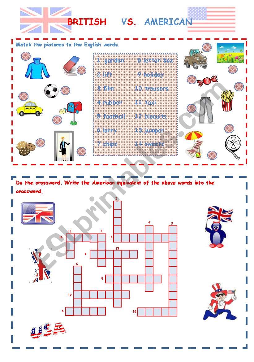 BrE. vs. AmE. worksheet