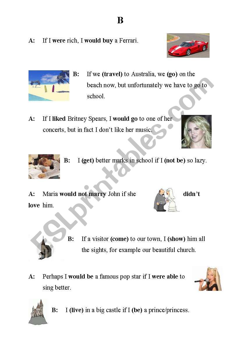 partner exercise b; if-clause worksheet