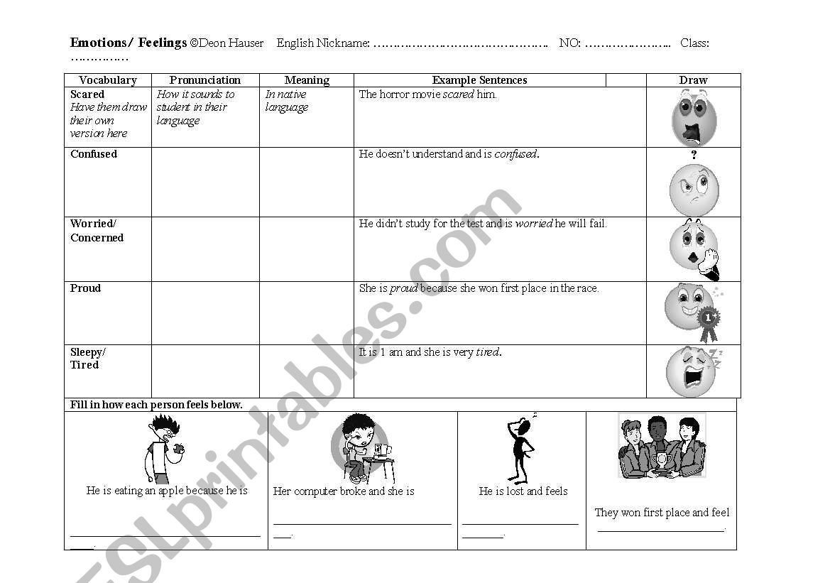 Emotions / Feelings Page 2 worksheet