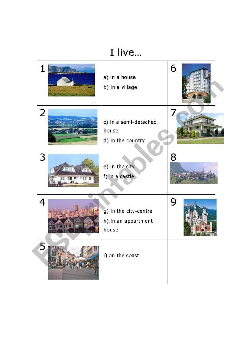 I live worksheet