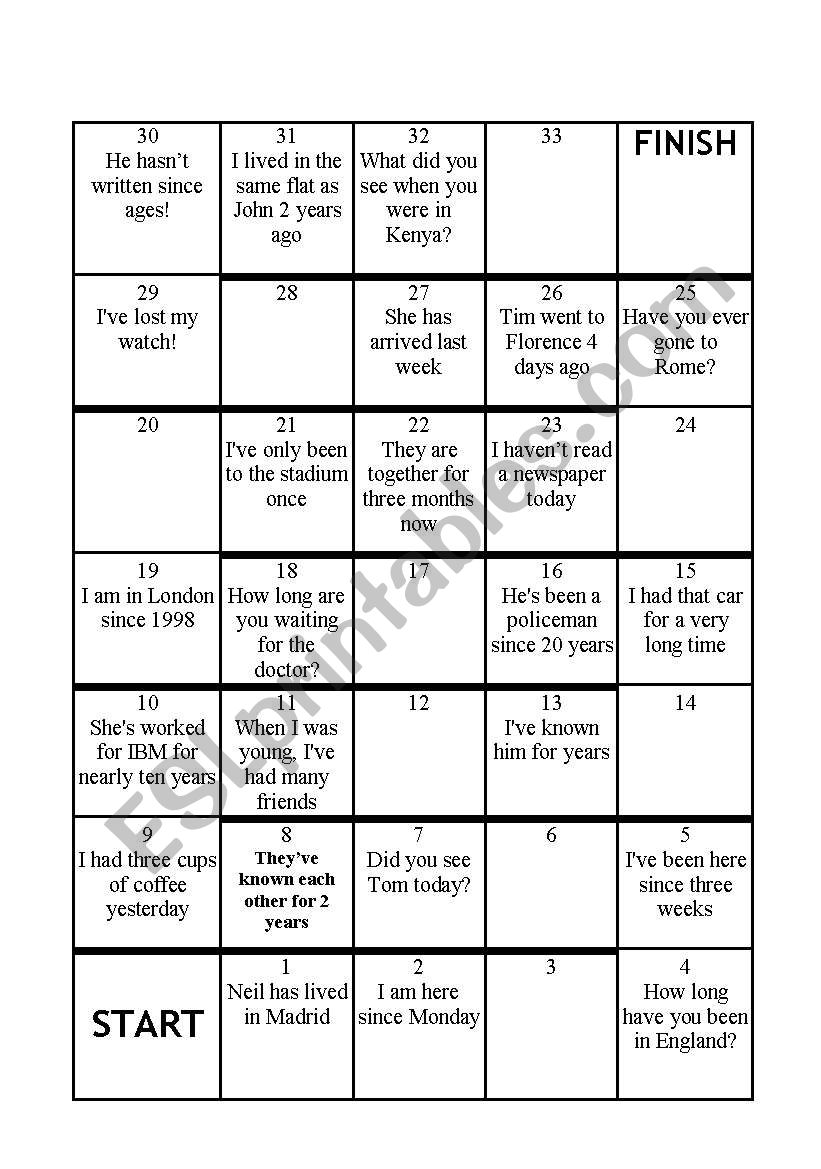 snakes & ladders worksheet