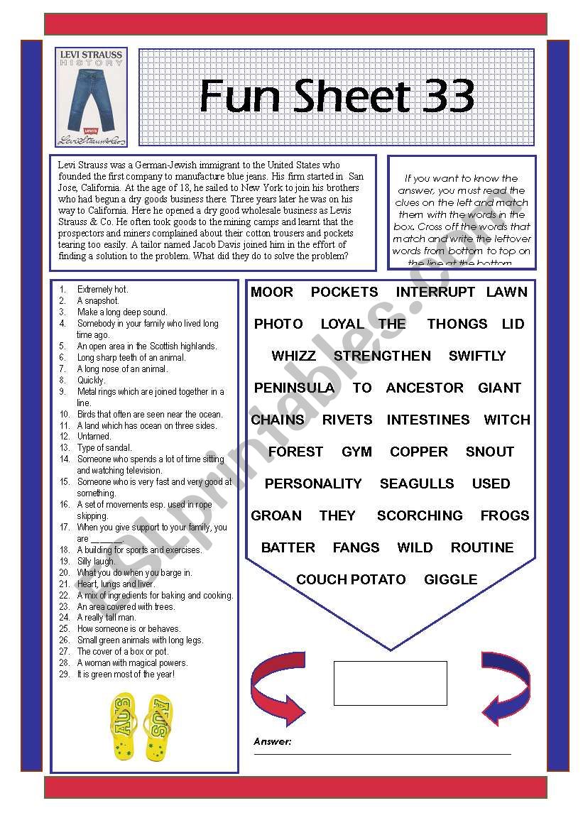 Fun Sheet 33 worksheet