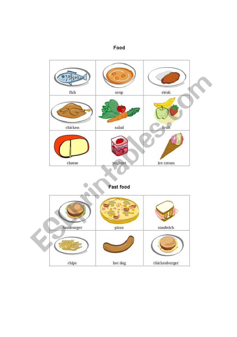 food worksheet
