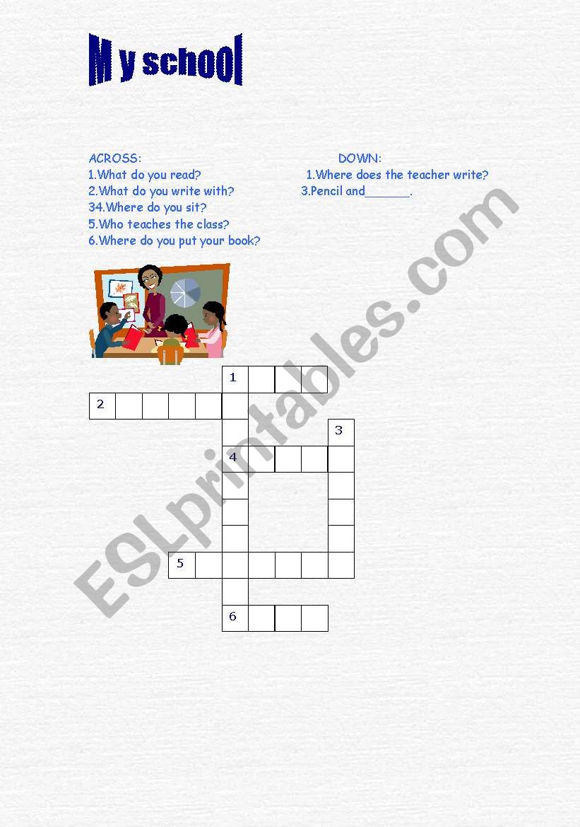 My school crossword worksheet