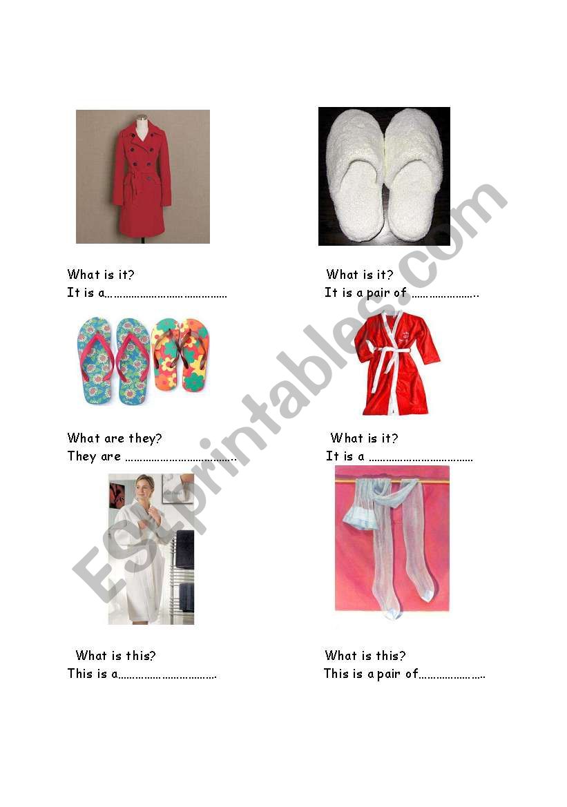 clothes worksheet