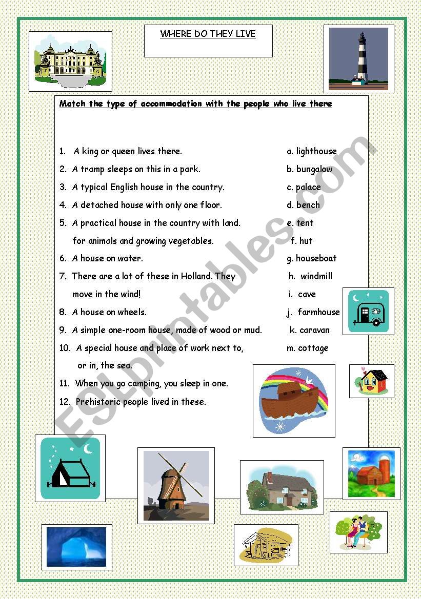 Where do they live? worksheet