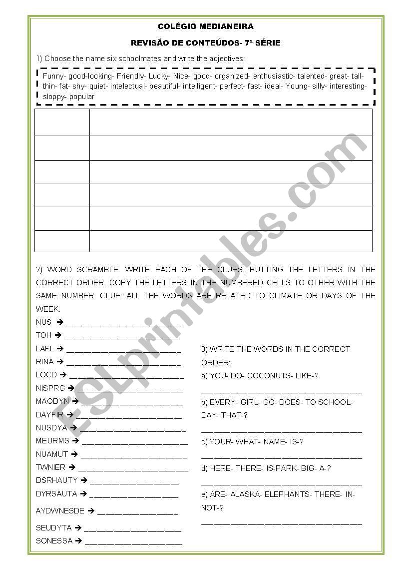 Revision Verb To Be/ Comparatives/exercises