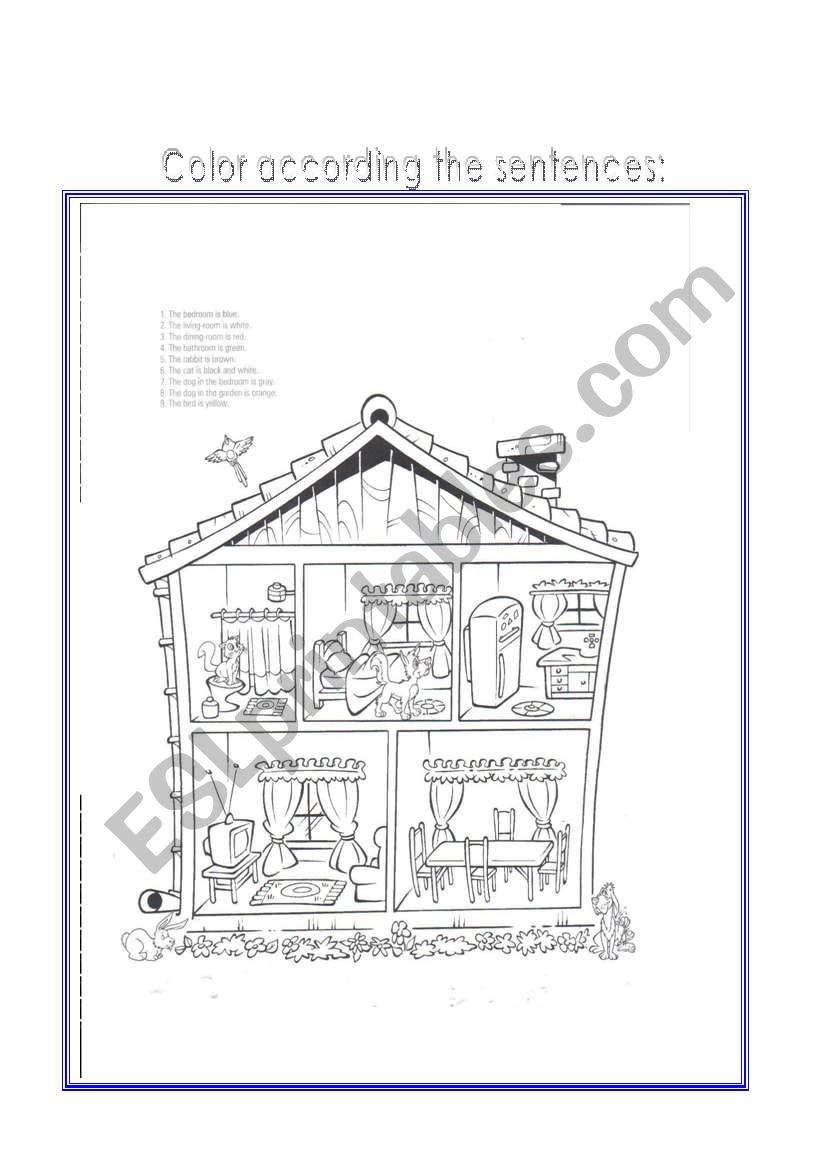 Parts of the house  worksheet